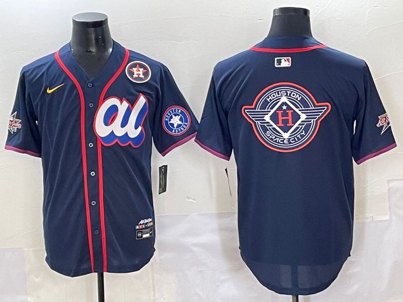 Men 2025 Houston Astros Blank Drak Blue All star Nike MLB Jersey style 12